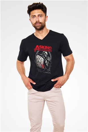 Asking Alexandria Siyah Unisex V Yaka Tişört T-Shirt