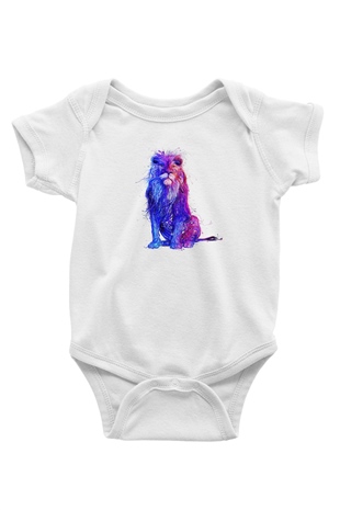 Aslan Baskılı Beyaz Unisex Bebek Body - Zıbın