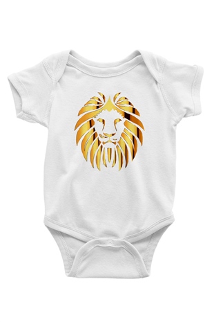 Aslan Baskılı Beyaz Unisex Bebek Body - Zıbın