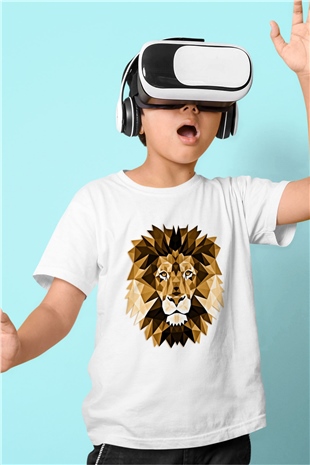 Aslan Baskılı Beyaz Unisex Çocuk Tişört