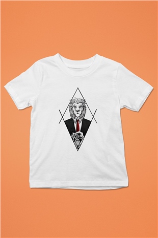 Aslan Baskılı Beyaz Unisex Çocuk Tişört