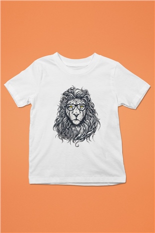 Aslan Baskılı Beyaz Unisex Çocuk Tişört