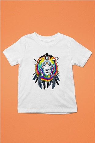 Aslan Baskılı Beyaz Unisex Çocuk Tişört