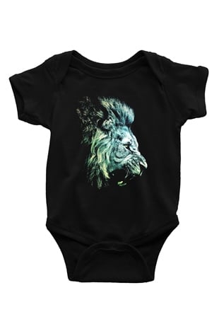Aslan Baskılı Siyah Bebek Body - Zıbın