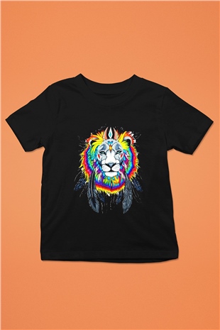 Aslan Baskılı Siyah Unisex Çocuk Tişört