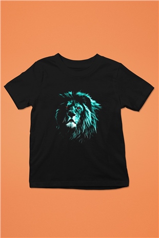 Aslan Baskılı Siyah Unisex Çocuk Tişört