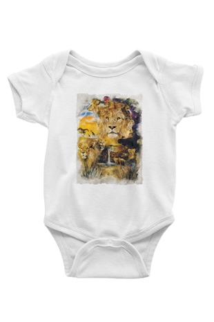 Aslan Beyaz Bebek Body - Zıbın