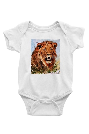 Aslan Beyaz Bebek Body - Zıbın