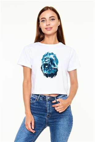 Aslan Beyaz  Crop Top Tişört