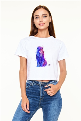 Aslan Beyaz Croptop Tişört