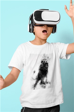 Aslan Beyaz Unisex Çocuk Tişört