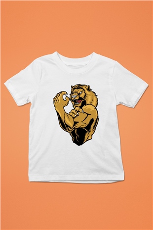 Aslan Beyaz Unisex Çocuk Tişört