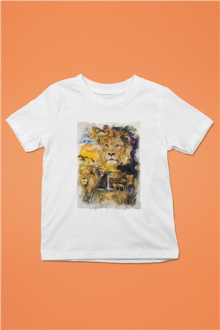 Aslan Beyaz Unisex Çocuk Tişört