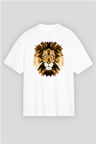Aslan Beyaz Unisex Oversize Tişört T-Shirt
