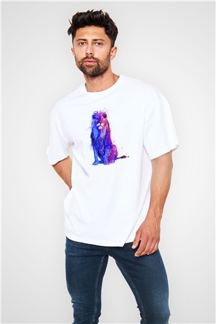 Aslan Beyaz Unisex Oversize Tişört T-Shirt
