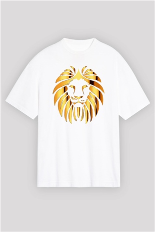 Aslan Beyaz Unisex Oversize Tişört T-Shirt