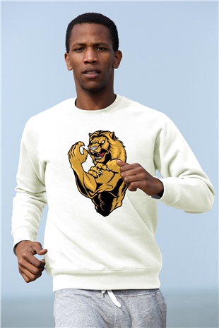 Aslan Beyaz Unisex Sweatshirt