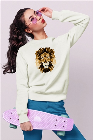 Aslan Beyaz Unisex Sweatshirt