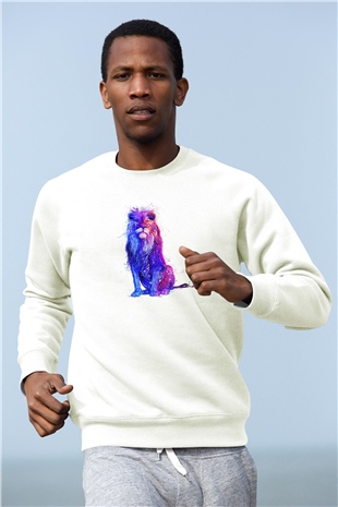Aslan Beyaz Unisex Sweatshirt