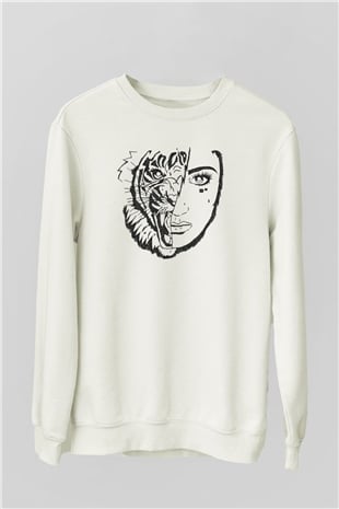 Aslan Beyaz Unisex Sweatshirt