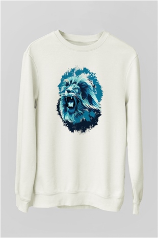 Aslan Beyaz Unisex Sweatshirt