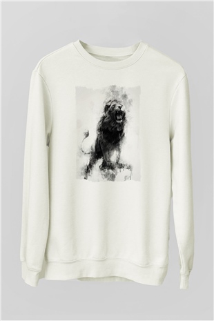 Aslan Beyaz Unisex Sweatshirt