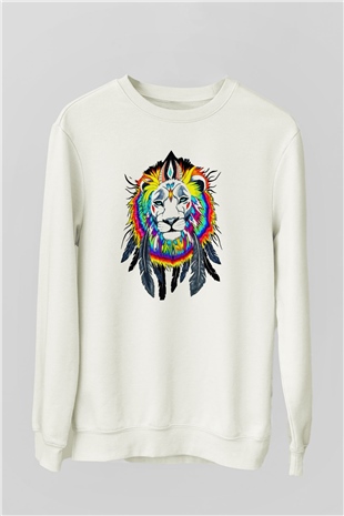 Aslan Beyaz Unisex Sweatshirt
