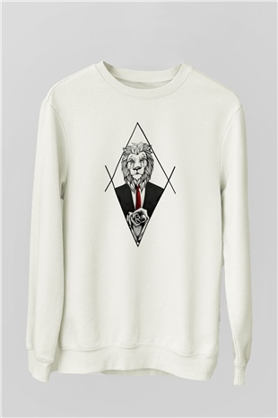Aslan Beyaz Unisex Sweatshirt