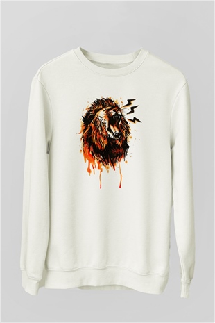 Aslan Beyaz Unisex Sweatshirt