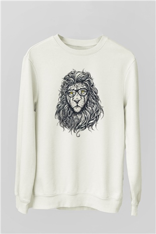 Aslan Beyaz Unisex Sweatshirt