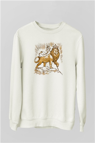 Aslan Beyaz Unisex Sweatshirt