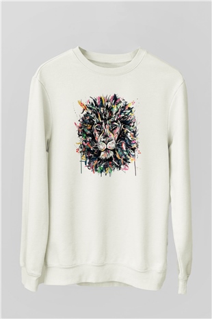 Aslan Beyaz Unisex Sweatshirt