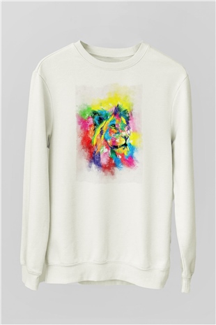 Aslan Beyaz Unisex Sweatshirt
