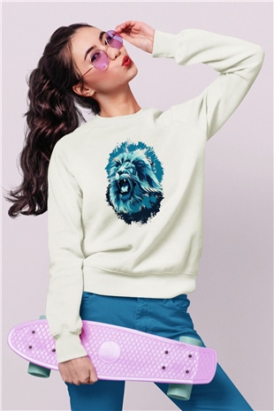 Aslan Beyaz Unisex Sweatshirt
