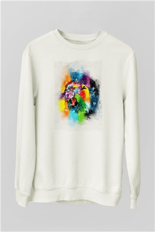 Aslan Beyaz Unisex Sweatshirt