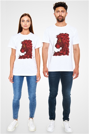 Aslan Beyaz Unisex Tişört T-Shirt - TişörtFabrikası