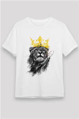 Aslan Beyaz Unisex Tişört T-Shirt - TişörtFabrikası