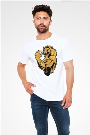 Aslan Beyaz Unisex Tişört T-Shirt - TişörtFabrikası