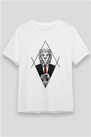 Aslan Beyaz Unisex Tişört T-Shirt - TişörtFabrikası