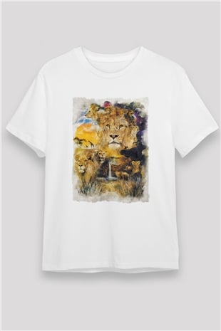 Aslan Beyaz Unisex Tişört T-Shirt - TişörtFabrikası