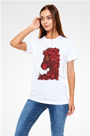 Aslan Beyaz Unisex Tişört T-Shirt - TişörtFabrikası