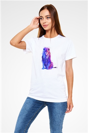 Aslan Beyaz Unisex Tişört T-Shirt - TişörtFabrikası