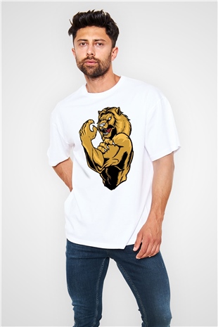 Aslan Beyaz Oversize Tişört Oversize T-shirt - TişörtFabrikası