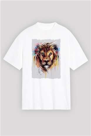 Aslan Beyaz Oversize Tişört Oversize T-shirt - TişörtFabrikası