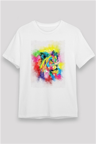 Aslan Beyaz Unisex Tişört T-Shirt - TişörtFabrikası