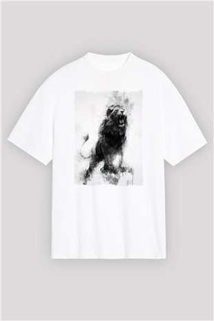 Aslan Beyaz Oversize Tişört Oversize T-shirt - TişörtFabrikası