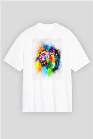 Aslan Beyaz Oversize Tişört Oversize T-shirt - TişörtFabrikası