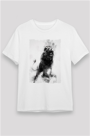 Aslan Beyaz Unisex Tişört T-Shirt - TişörtFabrikası