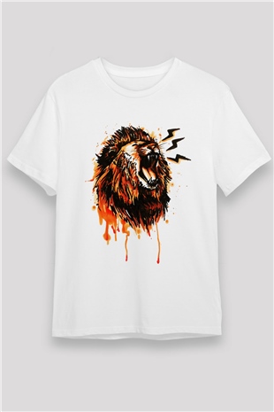 Aslan Beyaz Unisex Tişört T-Shirt - TişörtFabrikası