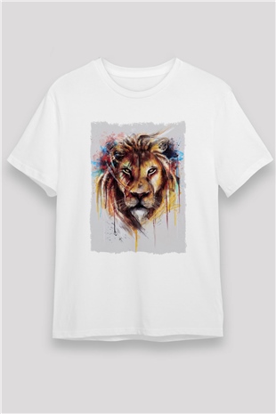 Aslan Beyaz Unisex Tişört T-Shirt - TişörtFabrikası